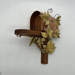 Vintage Home Interior Brass Copper And Wooden Mailbox Wall Hanger